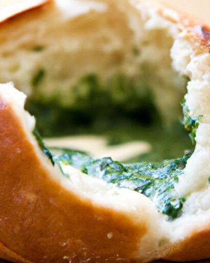 Creamy Spinach Dip Served in a Homemade Bread Bowl Delight