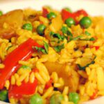 Savor the Flavors: A Colorful Vegetable Paella with Rice