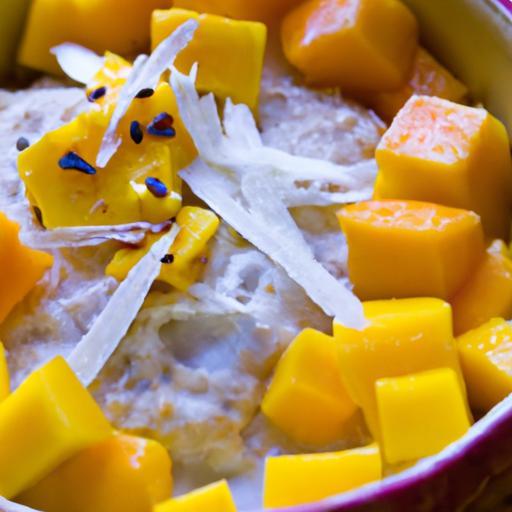 Tropical Oatmeal Delight: Mango & Coconut Breakfast Bliss