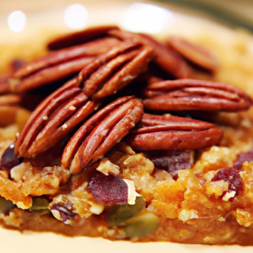 Sweet Potato Pie Oatmeal with Crispy Candied Pecan Crunch
