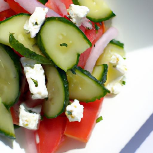 Fresh Tomato & Cucumber salad with Creamy Feta Twist